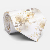 Schöne botanische Blätter aus Gold und Silber Krawatte (Gerollt)