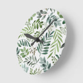 Schöne botanische Blätter in Wasserfarbe Runde Wanduhr (Winkel)