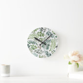 Schöne botanische Blätter in Wasserfarbe Runde Wanduhr (Zuhause)