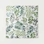 Schöne botanische Blätter in Wasserfarbe Wandteppich (Vorderseite (Horizontal))