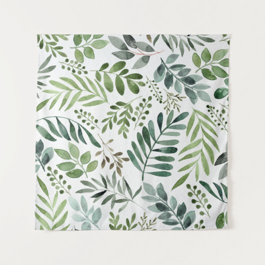 Schöne botanische Blätter in Wasserfarbe Wandteppich (Vorderseite)