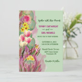 Schöne botanische Blumengarten Grüne Hochzeit Einladung (Stehend Vorderseite)