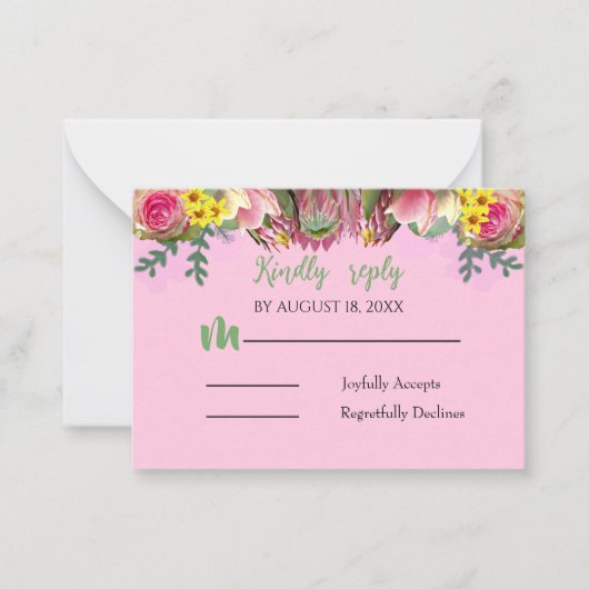 Schöne Botanische Blumengarten Pinkt Replik Card Mitteilungskarte (Vorderseite)