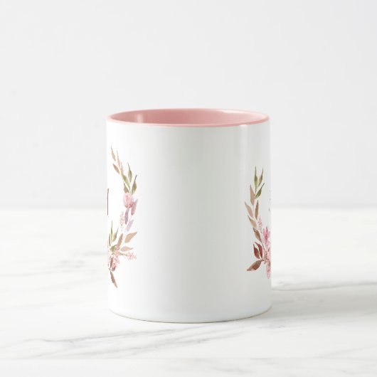 Schöne botanische | Blumenkranz mit Monogramm Tasse (Zentrum)