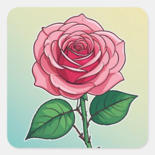 Schöne botanische Designs, Blumen und Pflanzen Quadratischer Aufkleber