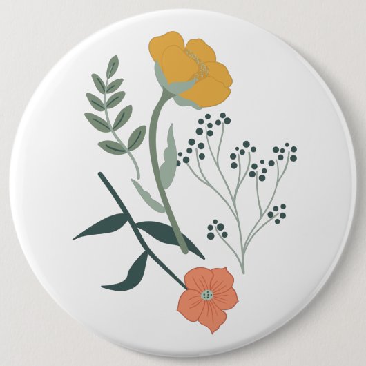 Schöne botanische Flora Button (Vorderseite)