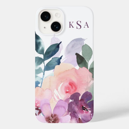 Schöne botanische Floralfarben + Monogramm Case-Mate iPhone Hülle (Rückseite)