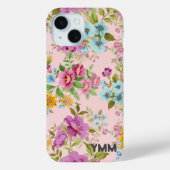 Schöne botanische Floralfarben + Monogramm Case-Mate iPhone Hülle (Rückseite)