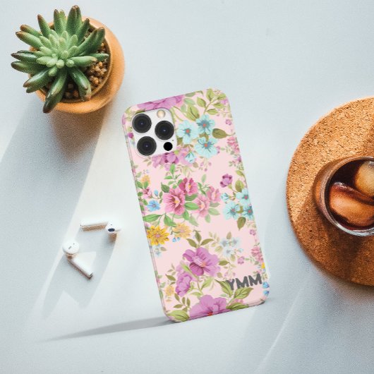Schöne botanische Floralfarben + Monogramm Case-Mate iPhone Hülle