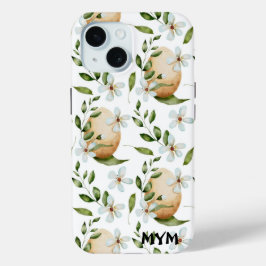 Schöne botanische Floralfarben + Monogramm Case-Mate iPhone Hülle