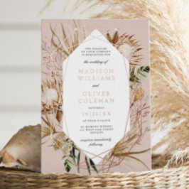 Schöne botanische Geometrische Rahmen Hochzeit Folieneinladung