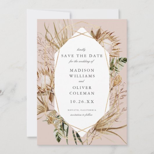 Schöne botanische Hochzeit Save The Date (Vorderseite)