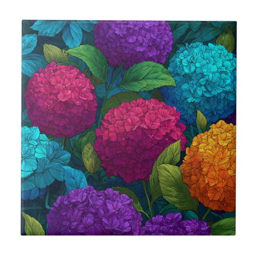 Schöne botanische Hydrangeas Fliesen für Küche (Vorderseite)