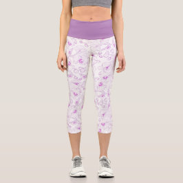 Schöne botanische Lila Orchid Girly Capri Leggings