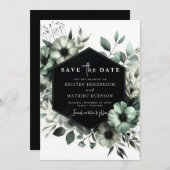 Schöne botanische Minimal Sage Grüne Hochzeit Save The Date (Vorne/Hinten)