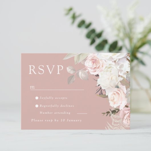 Schöne botanische Rose RSVP Karte (Stehend Vorderseite)