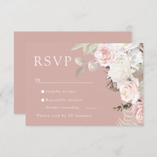 Schöne botanische Rose RSVP Karte (Vorne/Hinten)
