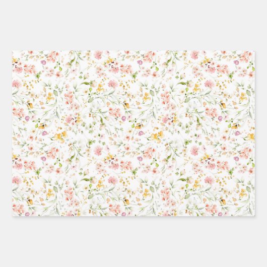 Schöne botanische Sommer-Wildblumen Einfach Niedli Geschenkpapier Set (Vorderseite 3)