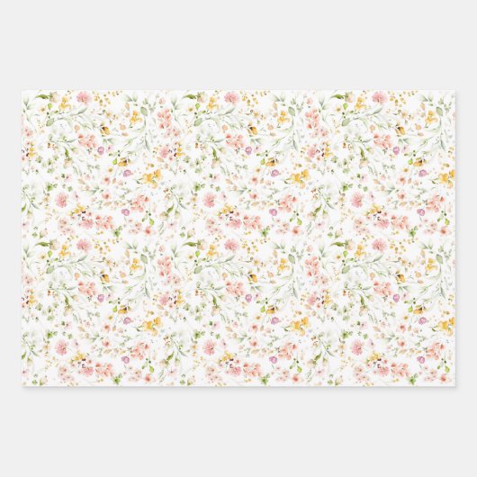 Schöne botanische Sommer-Wildblumen Einfach Niedli Geschenkpapier Set (Vorderseite 2)