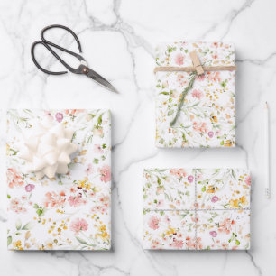 Schöne Botanische Sommer Wildblumen Einfach Süß Geschenkpapier Set