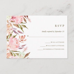 Schöne Botanische Wasserfarbenblütenhochzeit RSVP Karte