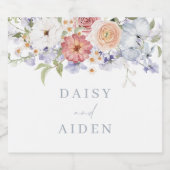 Schöne Botanische Wasserfarbenhochzeit Schaumweinetikett (Einzelnes Label)