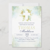 Schöne Botanische Weißkreuztaufe Einladung (Vorderseite)