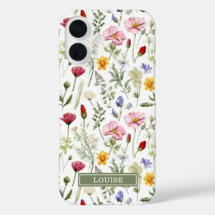Schöne botanische Wildblumen Name iPhone 16 Hülle