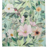Schöne botanische Wildblumen und Hummingbird Duschvorhang (Vorderseite)