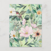 Schöne botanische Wildblumen und Hummingbird Postkarte (Vorderseite)