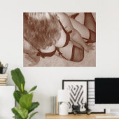 Schöne Boudoir-Frau in Dessous Poster (Heimbüro)