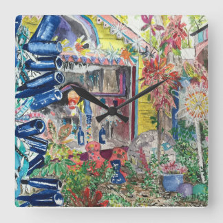 Schöne Bowlings-Ball-Haus-Malerei-Wand-Uhr Quadratische Wanduhr