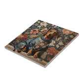 Schöne braune Dackel | Dackel Portrait Fliese (Seite)