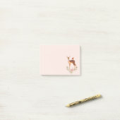 Schöne braune Dose mit weißen Flecken Post-it Klebezettel (Auf Schreibtisch)