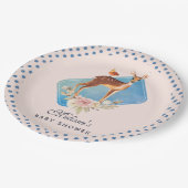 Schöne braune Dose mit White Spots Kinderdusche Pappteller (Schrägansicht)