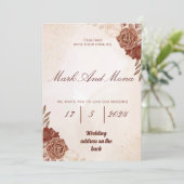 Schöne braune Hochzeit Einladung (Stehend Vorderseite)