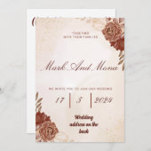 Schöne braune Hochzeit Einladung (Vorne/Hinten)