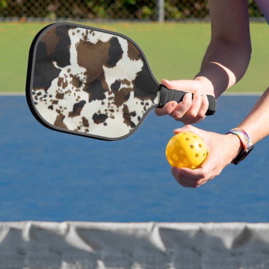 Schöne braune Kuh Print-Imitate Süede Look Pickleball Schläger (InSitu)