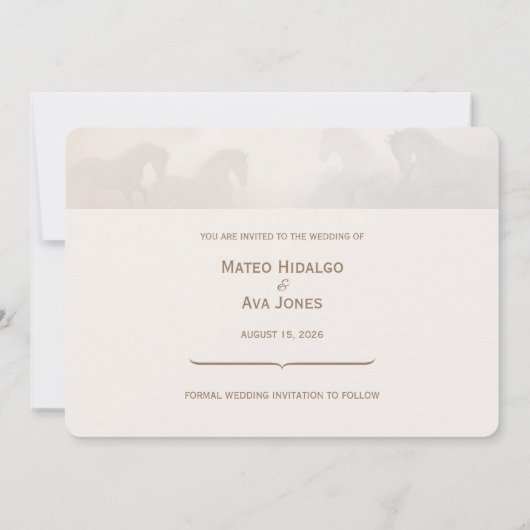 Schöne braune Pferde Hochzeit retten das Datum Save The Date (Rückseite)