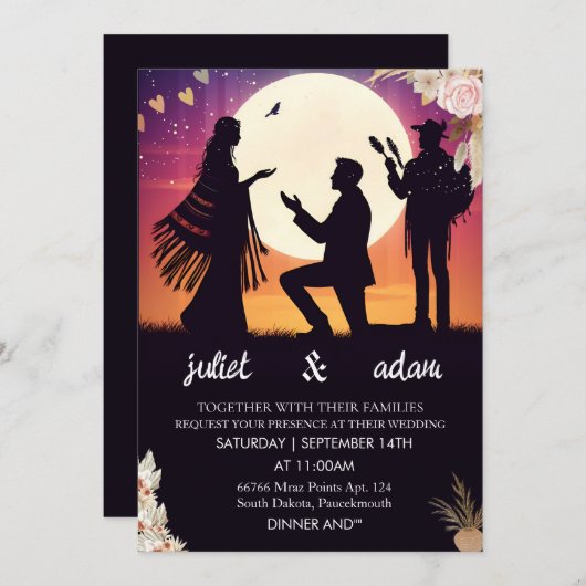 Schöne Braut boho rustikale moderne Twilight Weddi Einladung (Vorne/Hinten)