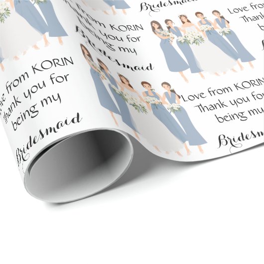 Schöne Braut & Brautmädchen in blauer Farbe Niedli Geschenkpapier (Rolleneckpunkt)