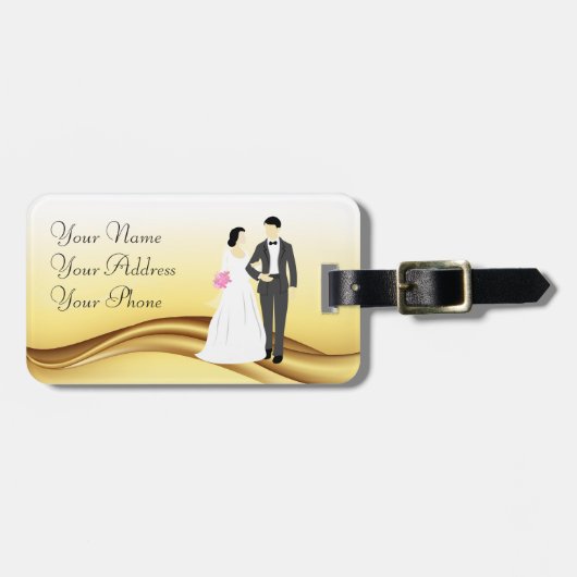 Schöne Braut & Groom Wedding Gepäckanhänger (Vorderseite horizontal)