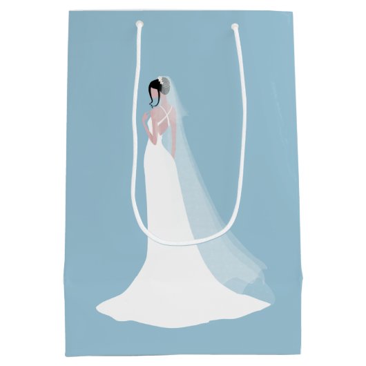 Schöne Braut in Bridal Gown Mittlere Geschenktüte (Rückseite)