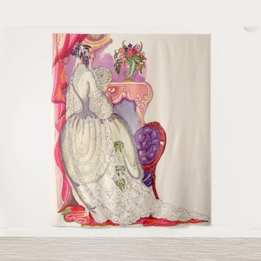 schöne Braut in einem schönen Gewand Wandteppich (Vorderseite)
