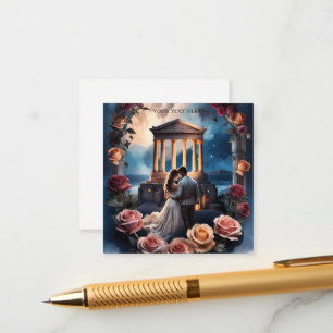 Schöne Braut und Bräutigam stehen am Meer Begleitkarte