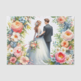 Schöne Braut- und Groom-Blumenhochzeit Seidenpapier