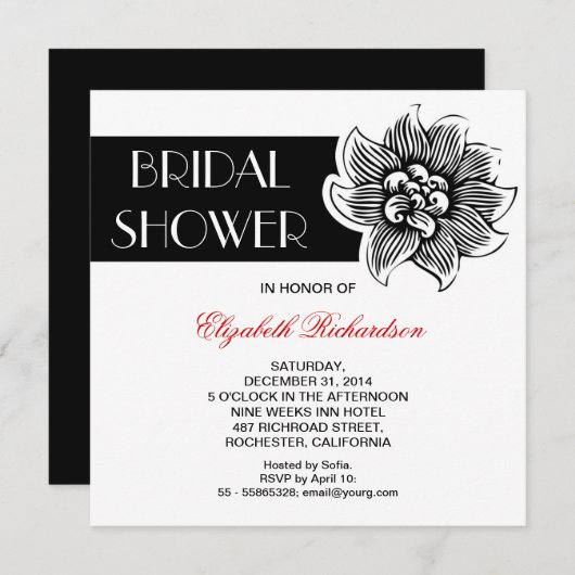 schöne Brautdusche Einladung (Vorne/Hinten)