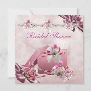 Schöne Brautparty Weiß Rosa Geschenk Florale Rose Einladung