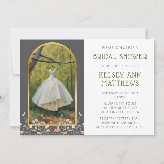 Schöne Bridal Dress Dusche Einladung (Vorderseite)