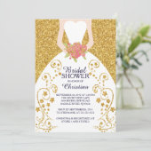 Schöne Bride Glitzer Bridal Dusche Einladung (Stehend Vorderseite)